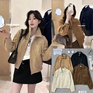 SuedeJacket with elastic collar and hem 168Fashion Akhoacttuinguc812_p3k7