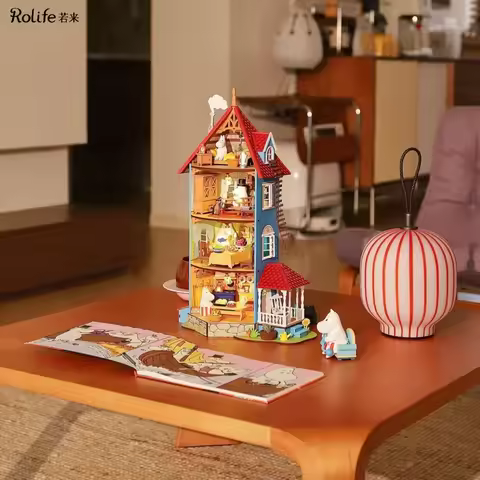 Officially Licensed Rolife Moomin House DIY Miniature Dollhouse, Tenon Assembly Giant Model Kit, Cre