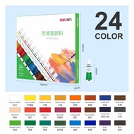 Deli [Ready Stock] 12/24 Colors Acrylic Paint Set 12ml Tube Acylic Paint for Painting Colouring Canv