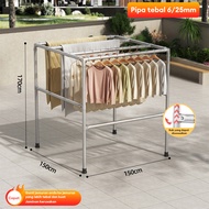 LG Rak Gantungan Baju Stainless Jemuran Baju Stainless Jumbo Jemuran Baju Besi Kuat Besar 170CM