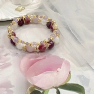 漸層 紫鋰雲母 紫祖母晶 薰衣草紫晶 18k 雙圈手鏈 雙鍊