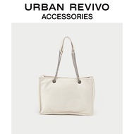 URBAN REVIVO ใหม่ผู้หญิงอุปกรณ์เสริมแฟชั่นกระเป๋าสะพายโซ่ AY06BB2N2006 Ivory white