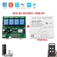 【Lowest Prices Online】 1CH 2CH 4CH Wifi Smart Switch Tuya 12V 24V 7-32V DC/AC110V 220V 230V 85-250V