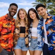 KEMEJA Hawaiian Men's Beach Shirt Aloha Bali Hawaiian/ (Bahamas) size M - XXL