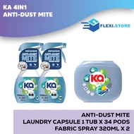 (Bundle) Ka 4in1 Anti-Dust Mite Laundry Capsule 34pcs + Fabric Spray 320ml x 2