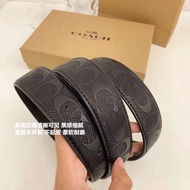 120cm COACH Belt Wallet Set with Box Luxury Men's Leather Belts Strap Bag for Men Gift