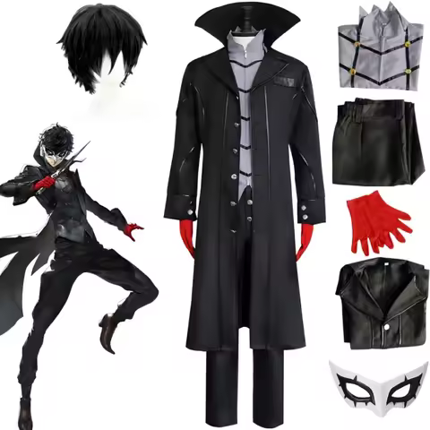 Anime Persona 5 Joker Cosplay Game P5 Rain Palace Lotus Cosplay Full Set of Clothing Wigs Glove Mask
