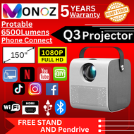 [Free Delivery + Stand] Q3 PRO 6000 lumens Android Mini Projector HD1080 Projector WIFI 4K CD Led Projector Home Cinema Support USB/HD/VGA