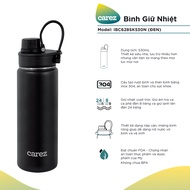 Bình Giữ Nhiệt Carez IBC628SK530N - Đen - 530ml Inox 304 Không chứa BPA - Giữ nóng đến 8 tiếng giữ l