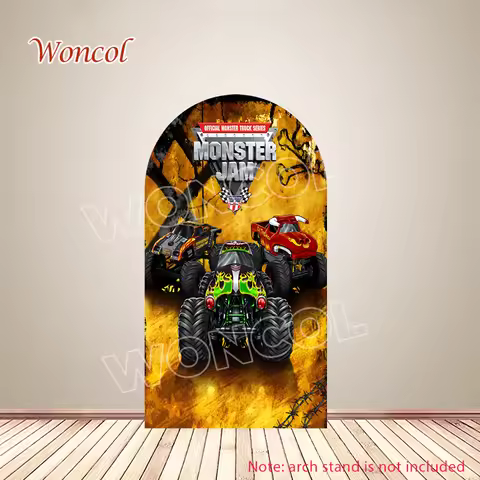 Monster Jam Trucks Backdrop Polyester Double-Sided Maximum Destruction El Toro Loco Grave Digger Arc