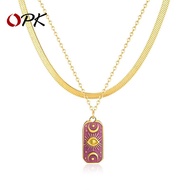 OPK Jewelry European American Double-layer Titanium Steel Purple Star Moon Pendant Stainless Steel Devil's Eye Necklace