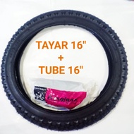 TAYAR + TUBE BASIKAL 16 INCHI 16X2.125 /1.95  KASAR FOXTER / FKR ( 1 SET TAYAR SAMA TUBE)