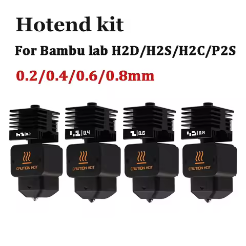 New High Quality P2S H2D H2S H2C Hotend Kit with 0.2/0.4/0.6/0.8mm Hardened steel Nozzle Replace Hot