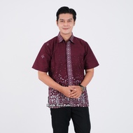 Batik Wanita Modern Atasan Blouse Kemeja Baju Kerja Couple - Sku Kol Ungu - Batik Dua Putri