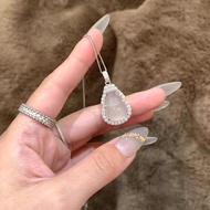 S925 Sterling Silver High Ice Chalcedony Gourd Necklace Ice Transparent White Chalcedony Pendant Fem