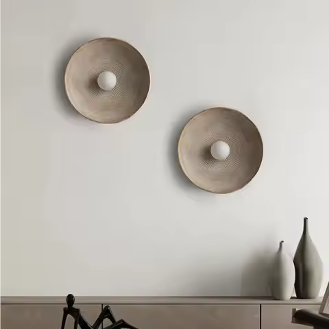 Retro Style Round Resin Material Wall Lamp Indoor Corridor Home Decoration Plastic Shade G9 Light Sc