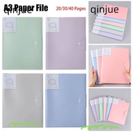 QINJUE 1Pcs A3 Paper File Folder, Picture Album Office Supplies A3 Document Bag, 20/30/40 Pages Plas