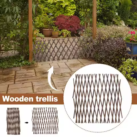 Garden Trellis Expanding Retractable Wooden Fence Plant Support Climbing Lattice Outdoor Decorations