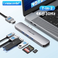 Lemorele TC52 USB C Hub 7 ใน 2 อะแดปเตอร์ MacBook อลูมิเนียม HDMI 60Hz SD/TF 100W PD USB C Docking S