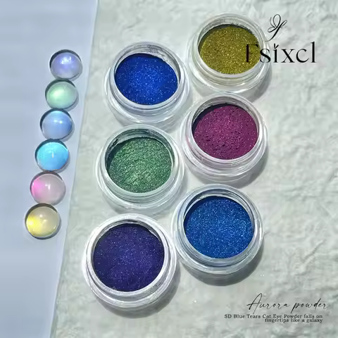 FSIXCL 0.5g Blue Tear Series Cat Eye Magnetic Powder for Gel Polish Professional Nail Art Glitter De