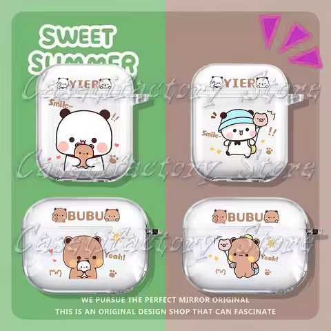 Cute Cartoon Bubu Dudu Love Case for Airpod Pro2 1 2 3 4 Pro Couple Bear Panda Wireless Headphone Co