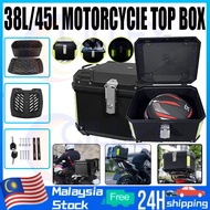 Malaysia Spot 36L 45L Motorcycle Top Box with Base & Lining Aluminium+ABS Universal Motor Storage Bo