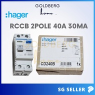 [SG Seller] Hager Double Pole 2P RCCB 40A 30mA CD240B | Goldberg Home