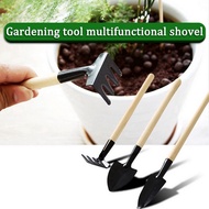 3pcs/Set Mini Gardening Tools Wood Handle Stainless Steel Potted Plants Shovel Rake Spade for Home-grown Flowers Potted Plant Digging Suits