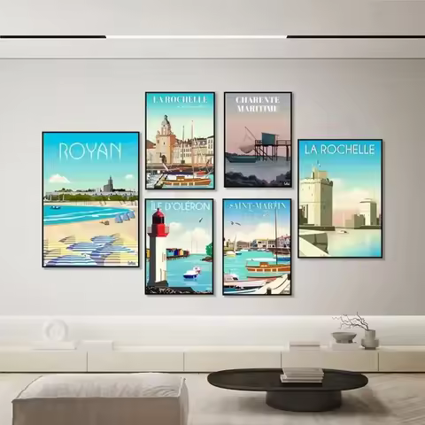 Pyrenees La Rochelle Charente-Maritimes Travel Royan - Ideal Beach Decor Canvas Painting for Home De