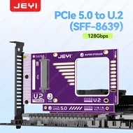 JEYI PCIe 5.0 to U.2 (SFF-8639) Adapter, 128 Gbps GEN5 U.2 SSD to PCIe X4 X8 X16 Expansion Card, Com