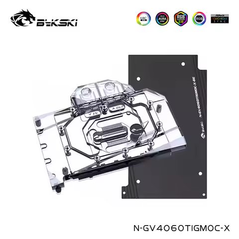 Bykski GPU Water Block Compatible GIGABYTE Geforce RTX 4060Ti GAMING OC 16G/8G Card Cooler,With Back