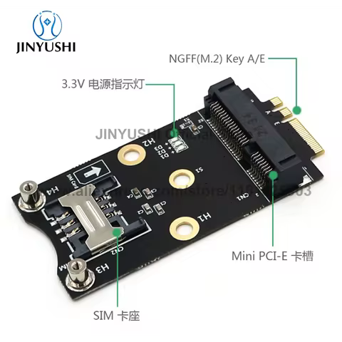 M.2 Wifi Adapter Mini PCIE Wireless Network Card to M2 NGFF Key A+E Wifi Card Raiser with SIM Card S