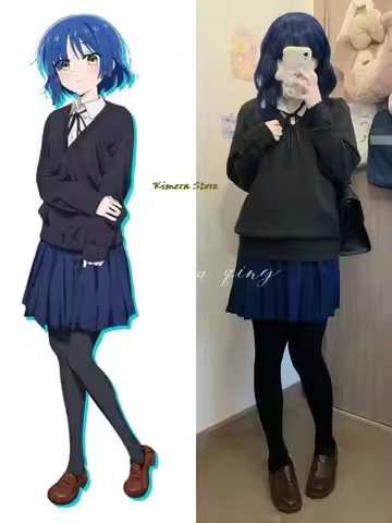 Yamada Ryo Cosplay Costume Anime Bocchi The Rock Cosplay Skirt Blue Wig Full Sets Yamada Ryo Cosplay