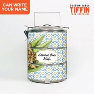 HARI RAYA Personalized Designer Tiffin [Write Own Name] Stainless Steel 14x3, Mangkuk Tingkat Boleh 