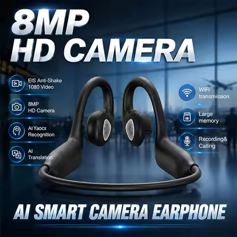 E12 Al Smart Shooting Headphones 800w Camera Al Translation 1080P Video WiFi Transmission Comfortabl
