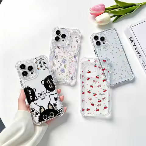 Four Corner Black Cat Floral Flower Case Cover For Xiaomi Poco X8 PRO MAX 17T Pro 17T 15T 14T X8 Max