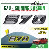 Wording Logo Emblem Cover Proton S70 S-70 2024 - 2025 Combo Front Rear Badge Carbon Black Accessorie