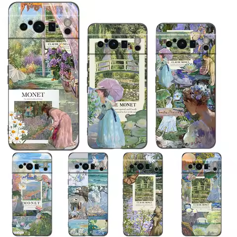 Claude Monet Art Phone Case For Google pixel 9 8 7 6 Pro 8A 6A 7A 5G Silicone Shockproof Black Cover