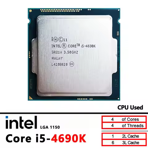 i5-4690K Intel Core i5 4690K 3.5 GHz Used Quad-Core Quad-Thread 88W 6M CPU LGA 1150