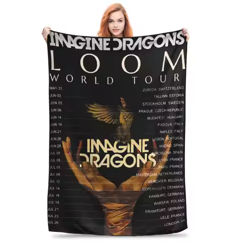 Imagine Dragons Band Loom World Tour 2025 Throw Blanket Premium Flannel Fleece Bed Blanket Super Coz