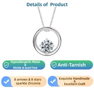 LAMVOICE Circle Zirconia Necklace Wedding Anniversary Gift For Girlfriend