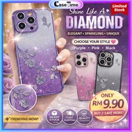 IPH 11 12 13 14 15 16 17 Plus Pro Max transparent shining rose flower phone case casing cover telefo
