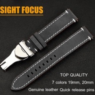 19mm 20mm Vintage Deployant Clasp Leather Watch Strap for Tudor Black Bay Pro/GMT/Chrono/P01/Ranger/