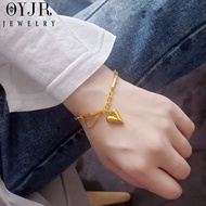 OYJR Titanium Bracelet for Woman 18k Gold Heart Pendant Gelang Tangan Perempuan Non-fading Stainless Steel Bangle 手链