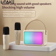 H2 Karaoke Machine With Microphones Cool RGB Lighting Portable Speaker Studio Speaker AUX TF Card Player For Party Meeting