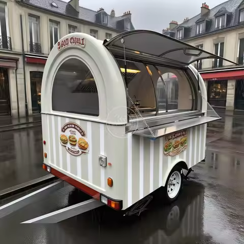 Vintage Fashion Stainless Steel Food Truck Kitchen Equipment Trailer Customizable Mobile Kitchen fro