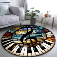 1pcs mô hình phím đàn piano thảm trải sàn tròn yếu tố âm nhạc-Ghi chú thảm tròn chống trượt mềm Sợi