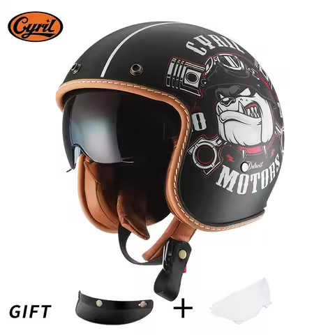 Open Face Motorcycle Helmet Lightweight Adult Retro Jet Helmet for Men Women DOT ECE Approved CYRIL 