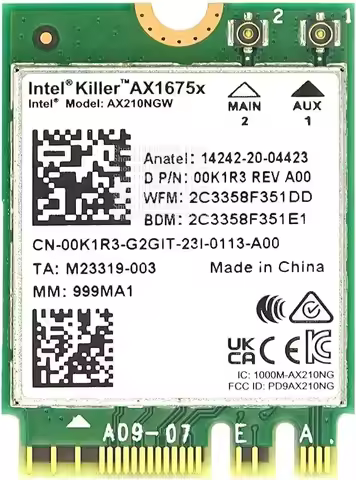 FOR Intel Killer 6E AX1675x 1675 x Tri Band AX210 M.2 2230 BT 5.2 WiFi Card gaming