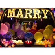 🔥🔥🎉  [SETB] LED Light Car Boot Romantic Wedding Propose Surprise Marriage Marry Me Banner Decoration Set